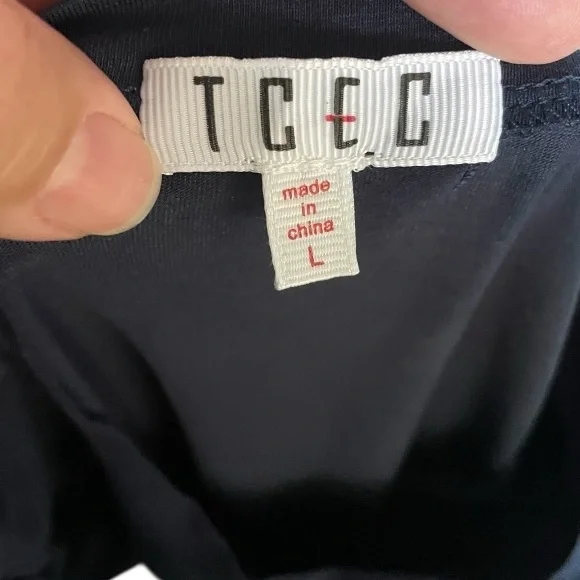 TCEC Ruffle Sleeve Navy women’s Mini T-shirt Dress size Large casual stretch new - Picture 6 of 8